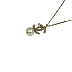 Chanel Necklace CC Logo Gold Ivory Gold X Ivory